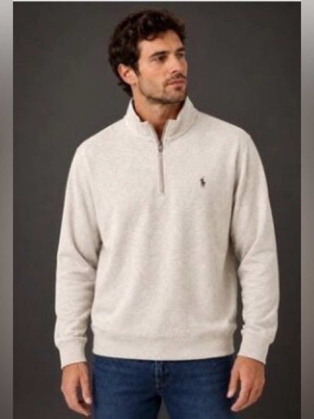 Ralph Lauren Quarter-Zip Sweatshirt-Men’s 3XB-3TG-3EG-Oatmeal Color